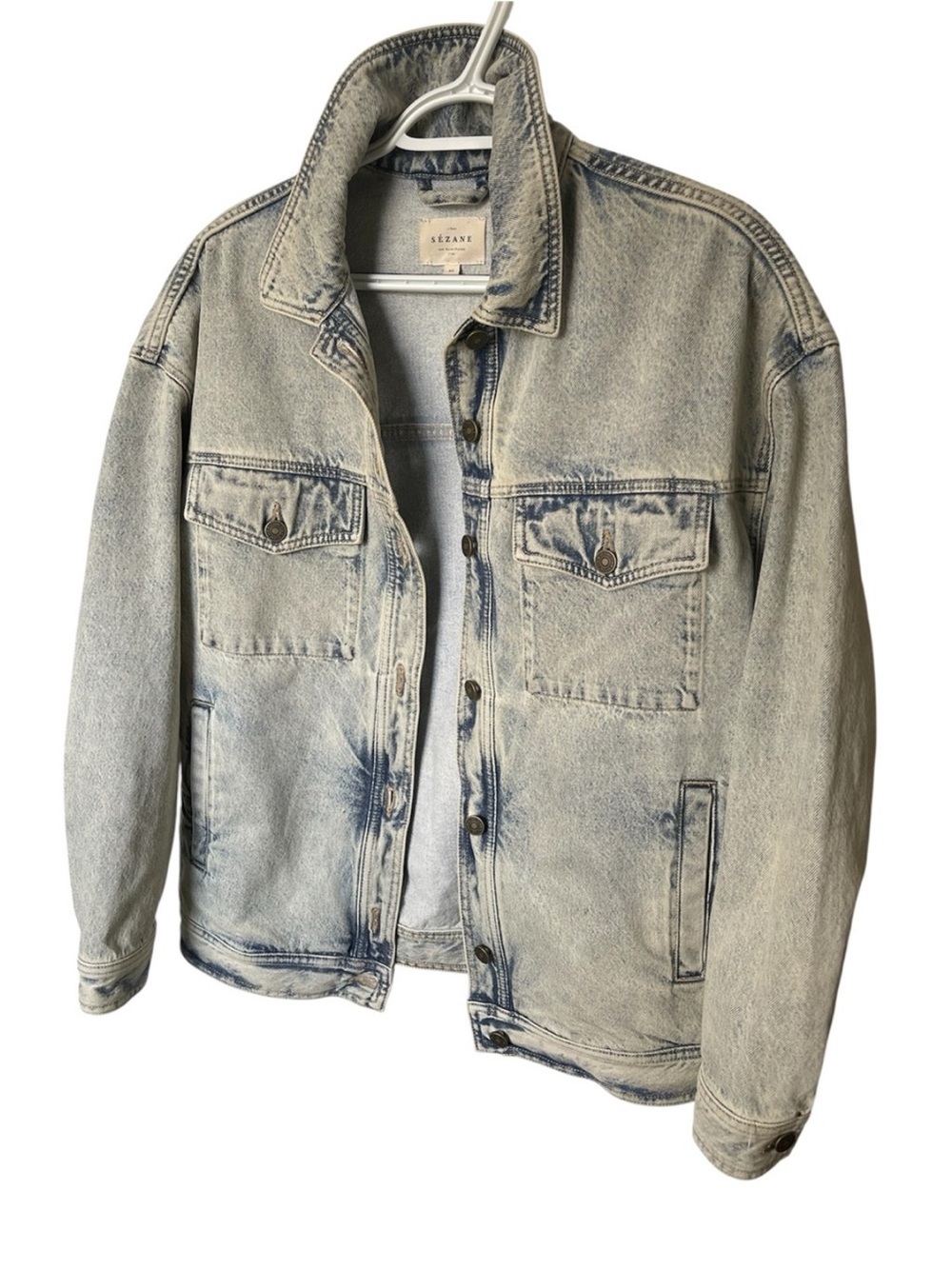 Sezane Vintage Light Blue Washed Denim Jacket